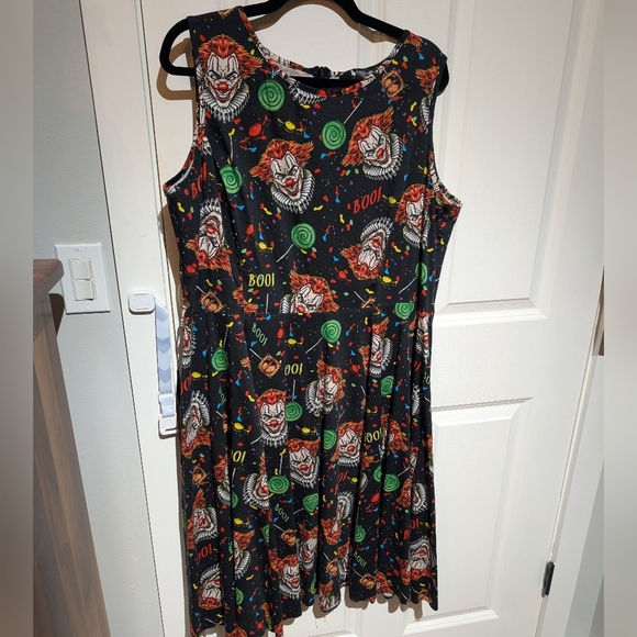 Lady V London killer clown Halloween swing dress pinup retro vintage - Picture 1 of 4